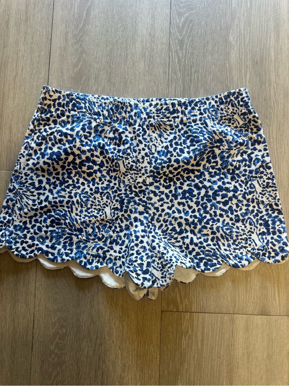 Lilly Pulitzer Blue Leopard Scallop Hem High Waist Shorts